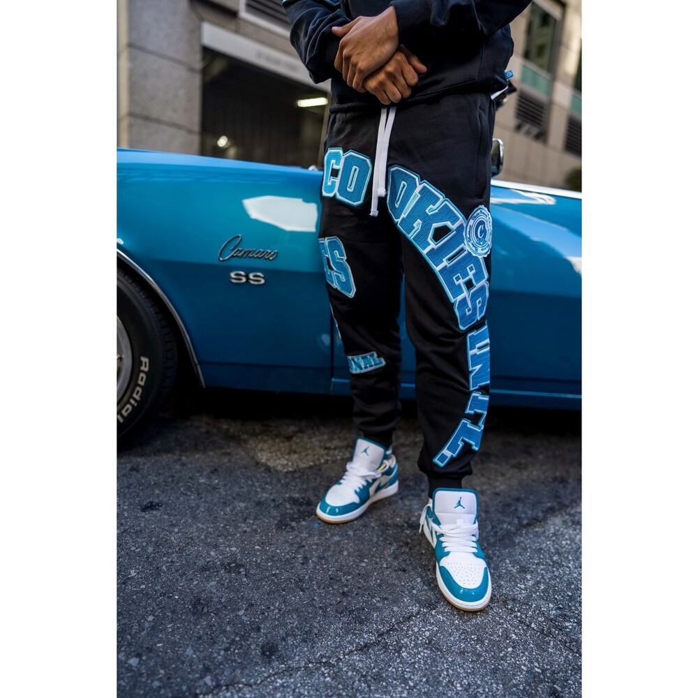 Cookies Double Up Fleece Sweatpants Embroidered Medium UNISEX Black Streetwear